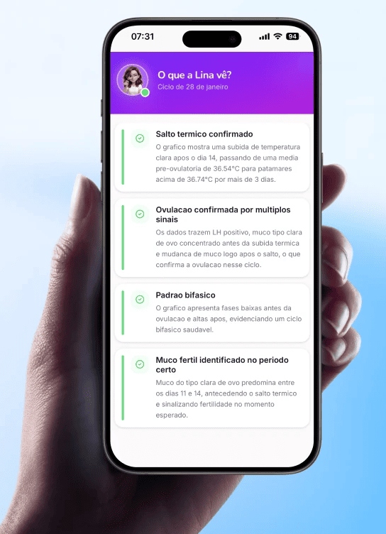 Usuária lendo a análise da Lina no celular
